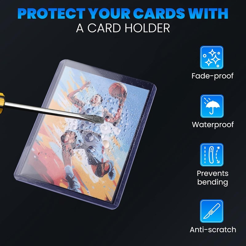 ZENOWICK 1000 غلاف بطاقة حافظة علوية للبطاقات، 3" × 4" حافظة بلاستيكية صلبة، واقيات بطاقات البيسبول، حامل بطاقات التداول لبطاقات كرة القدم الرياضية (500 حافظة علوية + 500 غلاف بنس) - Image 5